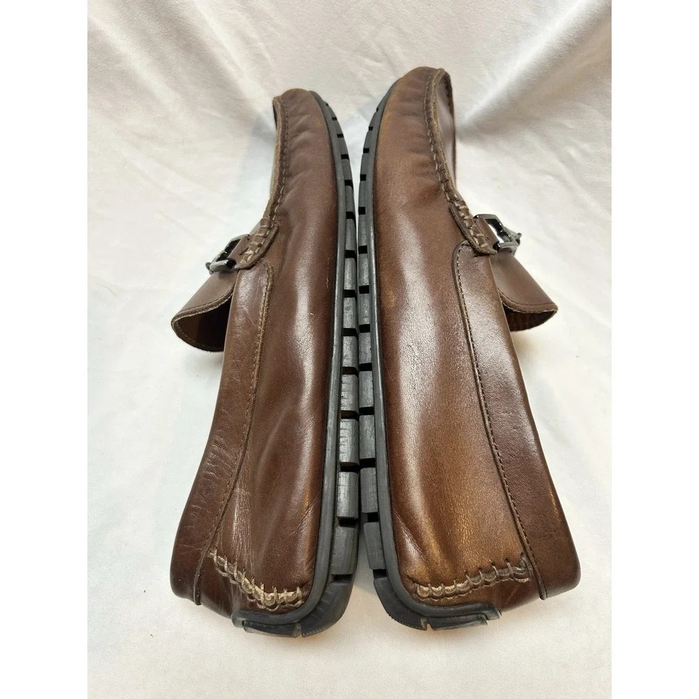 Bruno Magli Xander Mens Leather Driving Loafers Brown Horsebit Size 10